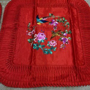 Vintage Red Silk Oriental Pillow Shams